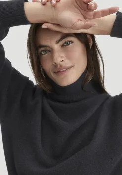 hessnatur Rollkragen Pullover Relaxed BETTER RECYCLING aus reinem Cashmere von schwarz Outlet
