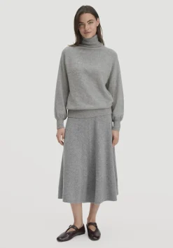 hessnatur Rollkragen Pullover Relaxed BETTER RECYCLING aus reinem Cashmere von hellgrau New
