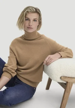 hessnatur Rollkragen Pullover Relaxed BETTER RECYCLING aus reinem Cashmere von dunkles camel Sale