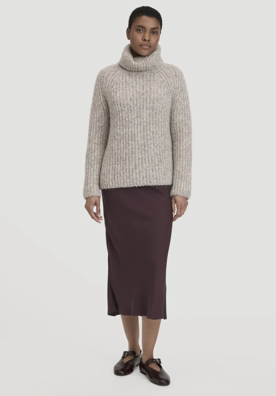 hessnatur Rollkragenpullover Relaxed aus Alpaka mit Bio-Baumwolle von naturgrau Clearance