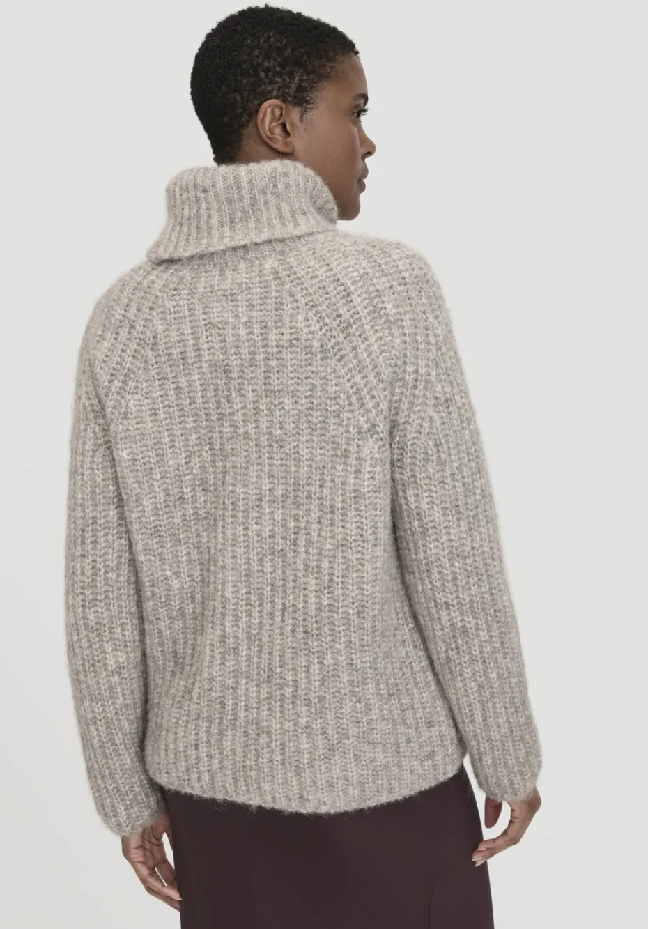 hessnatur Rollkragenpullover Relaxed aus Alpaka mit Bio-Baumwolle von naturgrau Clearance