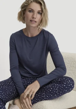 hessnatur Schlaf Longsleeve PURE FLOW aus TENCEL™ Modal von dunkelblau Clearance