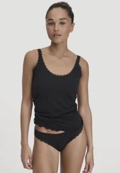 hessnatur Slip Regular Cut COTTON FEEL LACE aus Bio-Baumwolle von schwarz New
