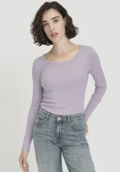 hessnatur Softrib Longsleeve Fitted aus Bio-Baumwolle und TENCEL™ Modal von pastell lavendel Sale