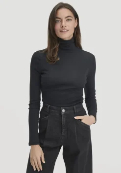 hessnatur Softrib Longsleeve Fitted aus Bio-Baumwolle und TENCEL™ Modal von schwarz Sale
