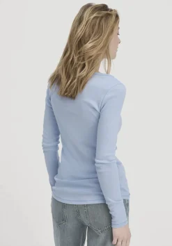 hessnatur Softrib Longsleeve Fitted aus Bio-Baumwolle und TENCEL™ Modal von himmelblau Discount
