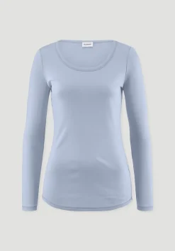 hessnatur Softrib Longsleeve Fitted aus Bio-Baumwolle und TENCEL™ Modal von himmelblau Discount