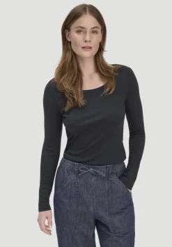 hessnatur Softrib Longsleeve Fitted aus Bio-Baumwolle und TENCEL™ Modal von schwarz Best