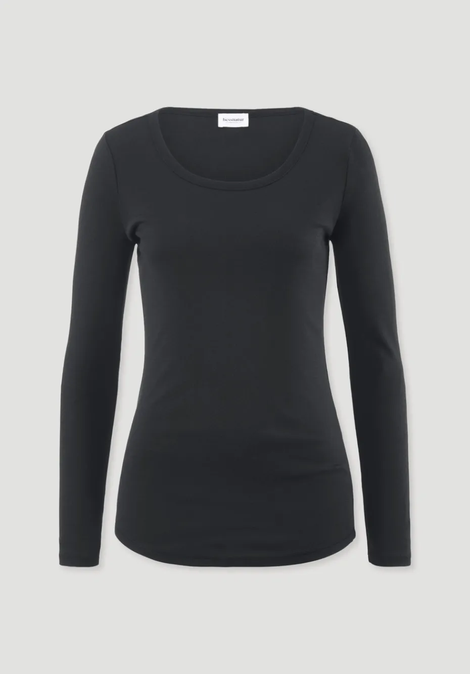 hessnatur Softrib Longsleeve Fitted aus Bio-Baumwolle und TENCEL™ Modal von schwarz Best