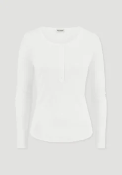 hessnatur Softrib Longsleeve Henley Fitted aus Bio-Baumwolle und Tencel™ Modal von naturweiss Clearance