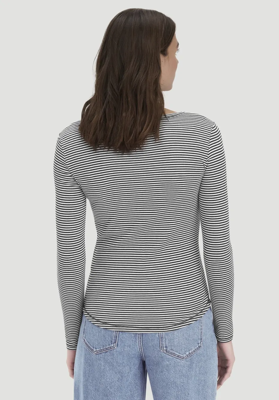 hessnatur Softrib Longsleeve Streifen Henley Fitted aus Bio-Baumwolle und TENCEL™ Modal von marine Best