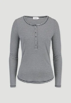 hessnatur Softrib Longsleeve Streifen Henley Fitted aus Bio-Baumwolle und TENCEL™ Modal von marine Best