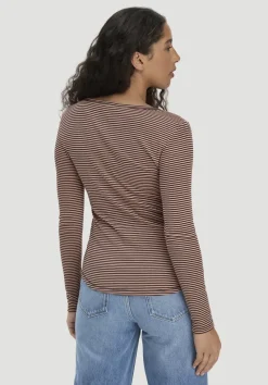 hessnatur Softrib Longsleeve Streifen Henley Fitted aus Bio-Baumwolle und TENCEL™ Modal von rosé Outlet