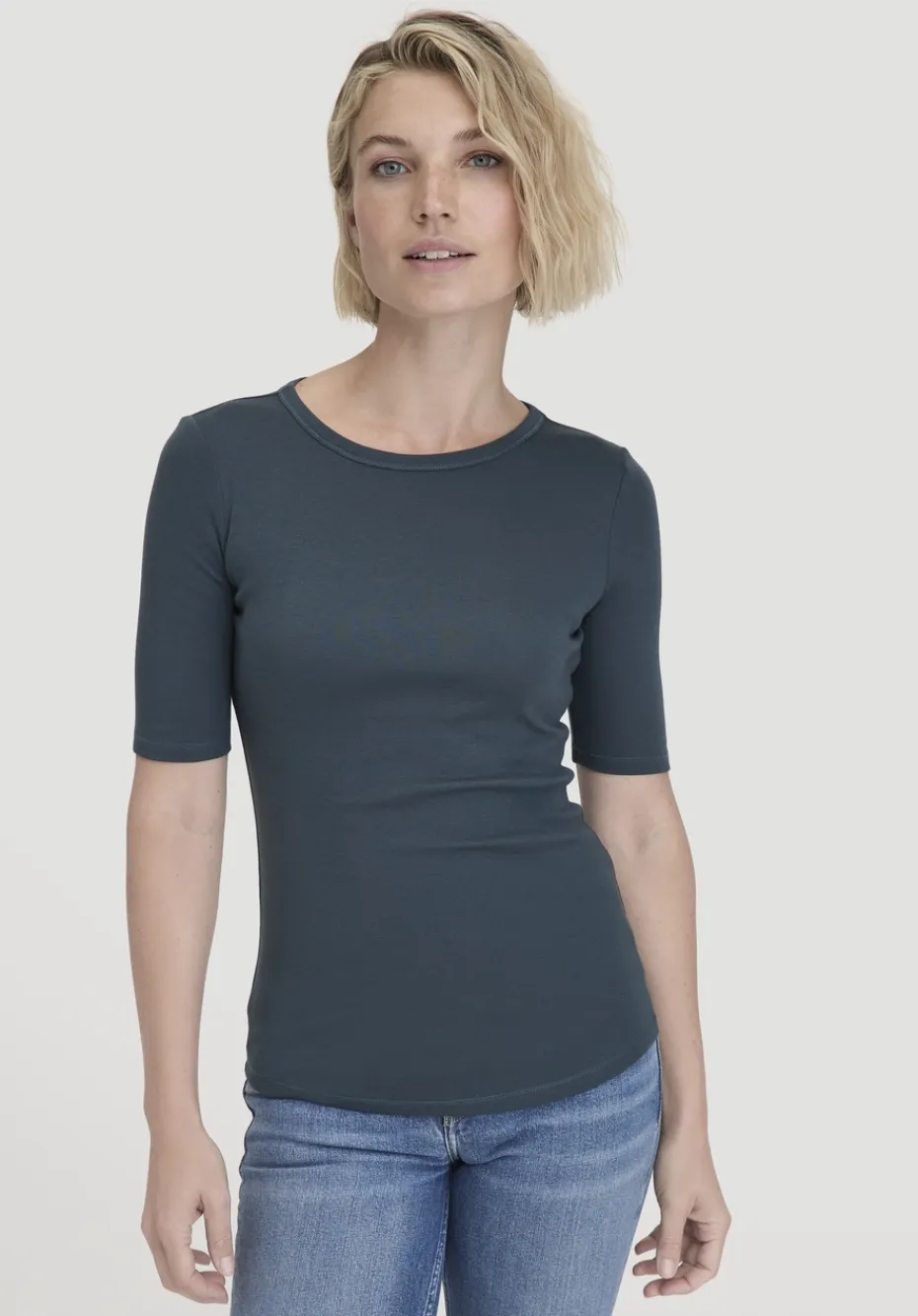 hessnatur Softrib T-Shirt Fitted aus Bio-Baumwolle und TENCEL™ Modal von dunkles petrol Outlet