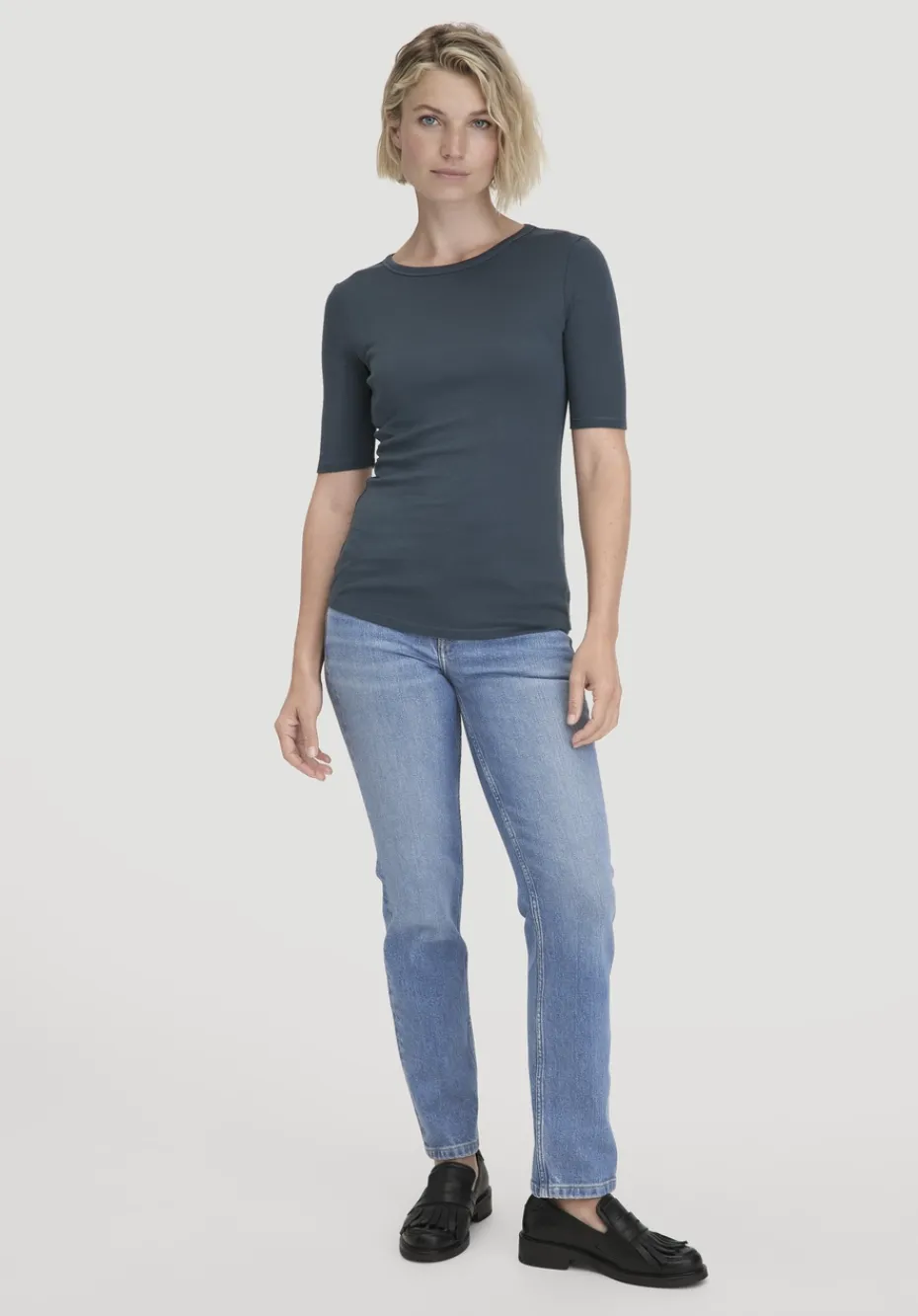hessnatur Softrib T-Shirt Fitted aus Bio-Baumwolle und TENCEL™ Modal von dunkles petrol Outlet