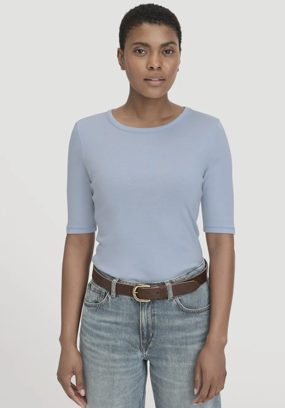 hessnatur Softrib T-Shirt Fitted aus Bio-Baumwolle und TENCEL™ Modal von himmelblau