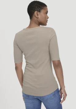 hessnatur Softrib T-Shirt Fitted aus Bio-Baumwolle und TENCEL™ Modal von taupe Discount