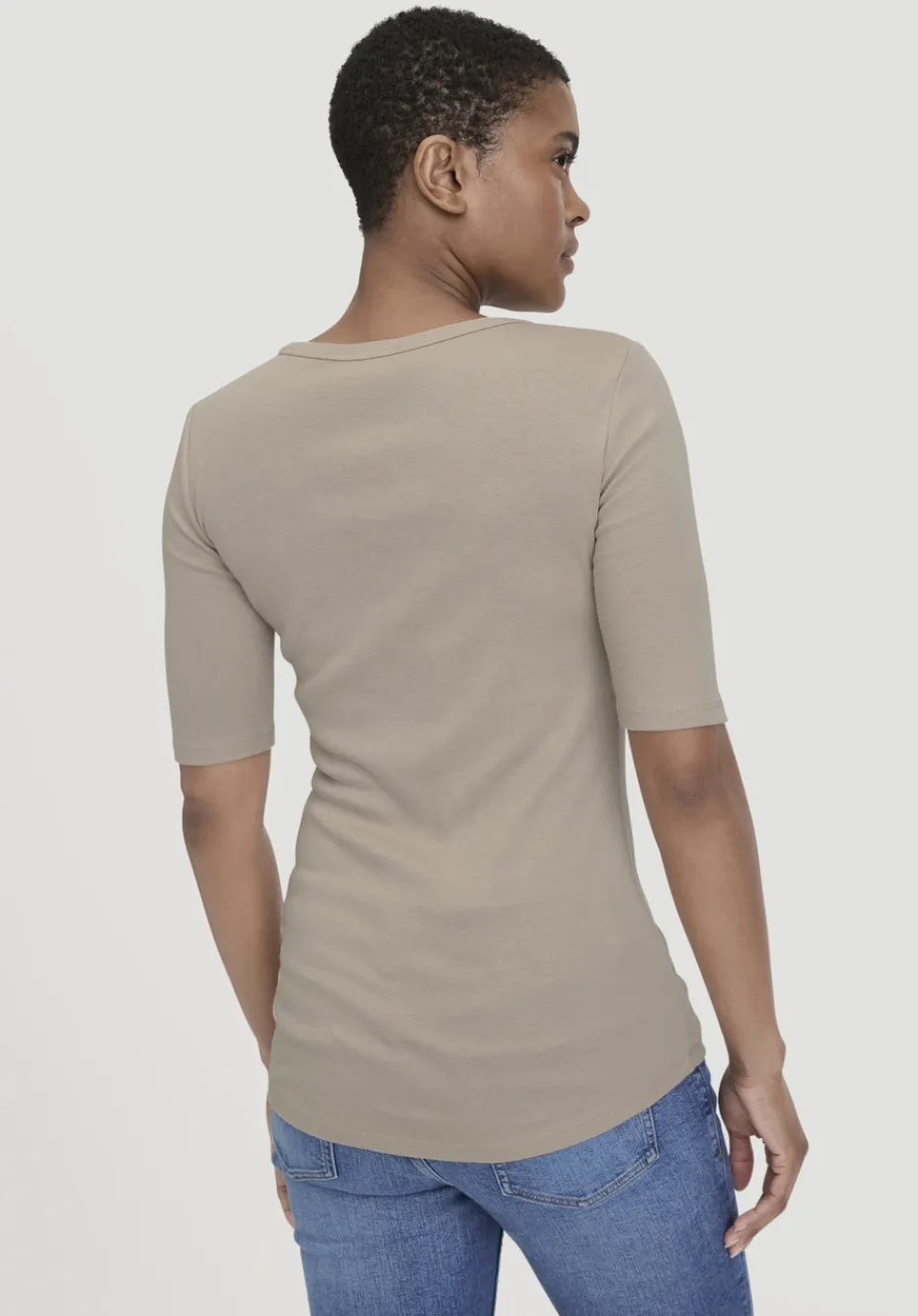 hessnatur Softrib T-Shirt Fitted aus Bio-Baumwolle und TENCEL™ Modal von taupe Discount