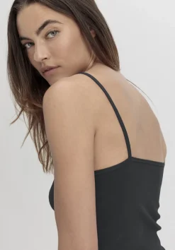 hessnatur Spaghetti Top V-Neck im 2er-Pack PURE COTTON aus reiner Bio-Baumwolle von schwarz Best
