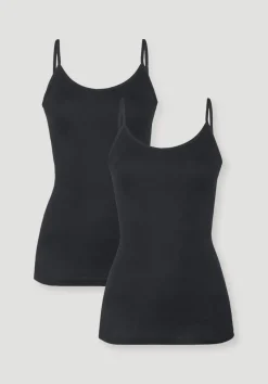 hessnatur Spaghetti-Top im 2er-Pack PURE COTTON aus reiner Bio-Baumwolle von schwarz Sale