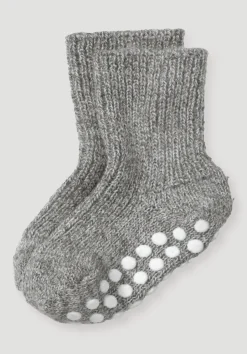 hessnatur Stoppersocke aus reiner Bio-Merinowolle von grau Outlet