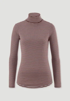 hessnatur Streifen Softrib Longsleeve Fitted aus Bio-Baumwolle und Modal von pastell lavendel Best