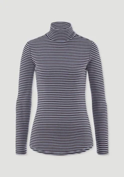 hessnatur Streifen Softrib Longsleeve Fitted aus Bio-Baumwolle und Modal von himmelblau Best