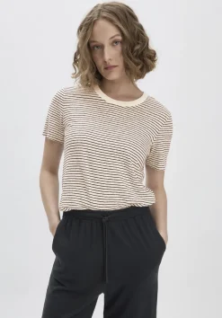 hessnatur Streifen T-Shirt Relaxed aus Leinen mit reiner Bio-Baumwolle von naturweiss Sale