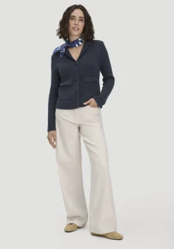 hessnatur Strick Blazer Regular aus Bio-Baumwolle mit Merinowolle von marine Online