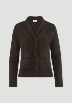 hessnatur Strick Blazer Regular aus Bio-Baumwolle mit Merinowolle von kakao braun Clearance