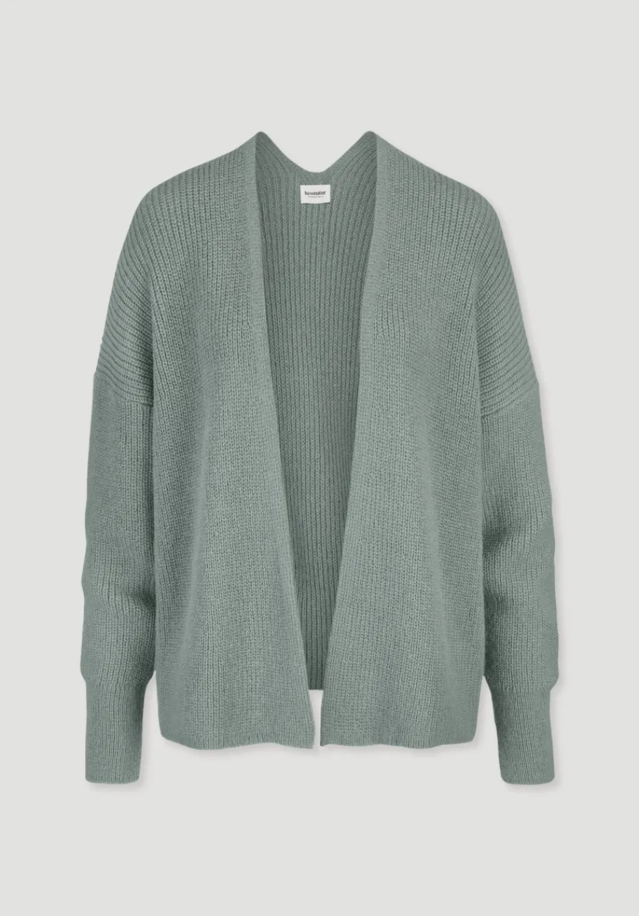 hessnatur Strick Jacke Oversize aus reinem Alpaka von mattgrün