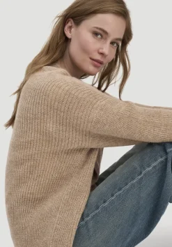 hessnatur Strick Jacke Oversize aus reinem Alpaka von mandelbraun Online