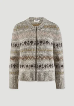 hessnatur Strick Jacke Regular aus Alpaka mit Bio-Baumwolle von naturgrau Clearance