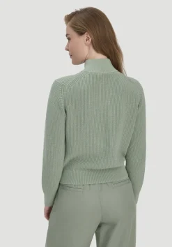 hessnatur Strick Jacke Regular aus reiner Bio-Baumwolle von mattgrün Sale