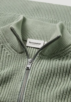hessnatur Strick Jacke Regular aus reiner Bio-Baumwolle von mattgrün Sale
