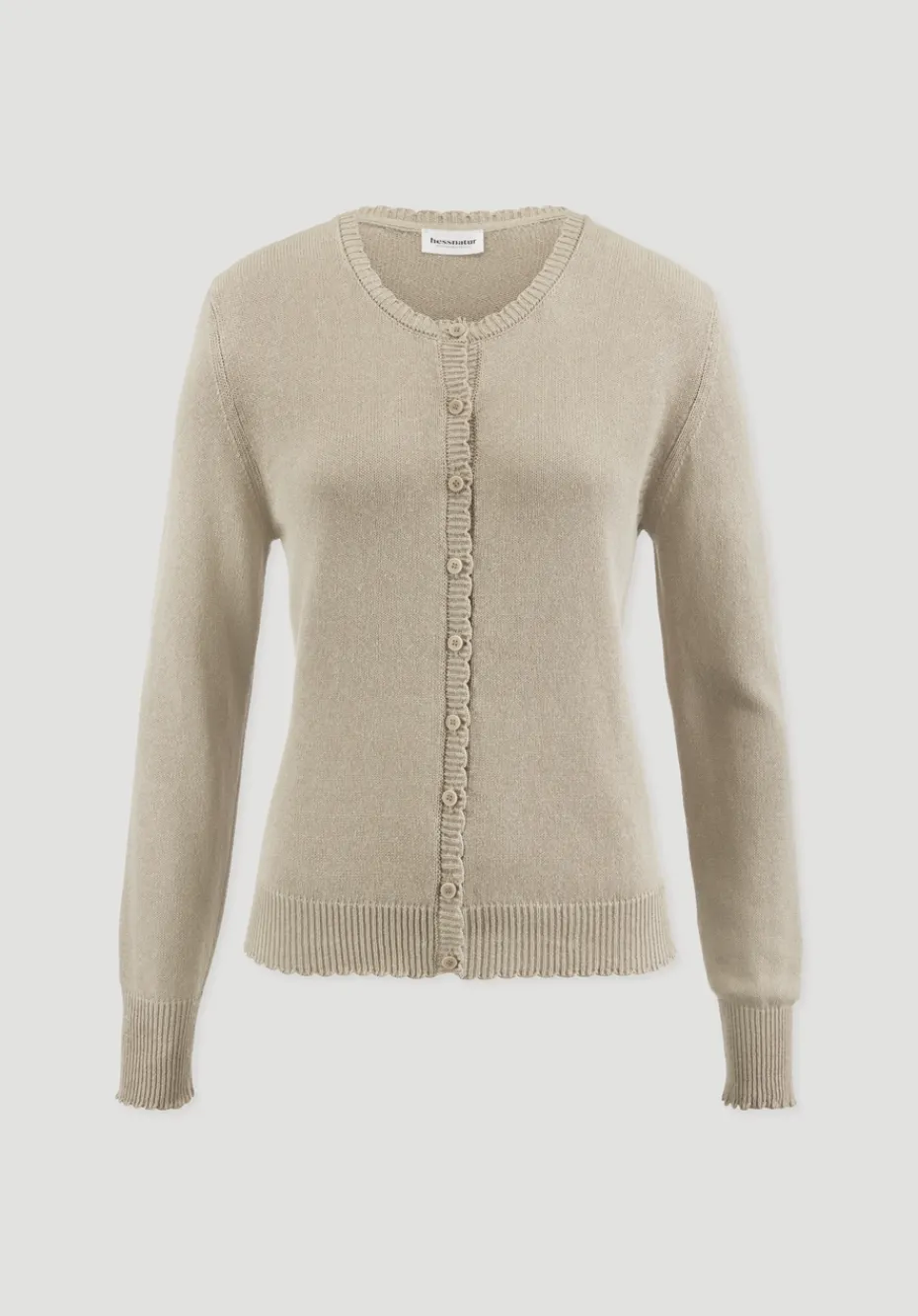 hessnatur Strick Jacke Regular aus Leinen mit Bio-Baumwolle und LENZING™ ECOVERO von taupe Clearance