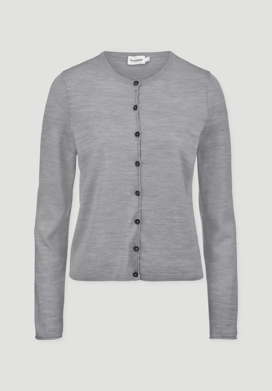hessnatur Strick Jacke Regular aus reiner Bio-Merinowolle von hellgrau Outlet