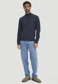 hessnatur Strick Jacke Regular aus reiner Bio-Baumwolle von marine
