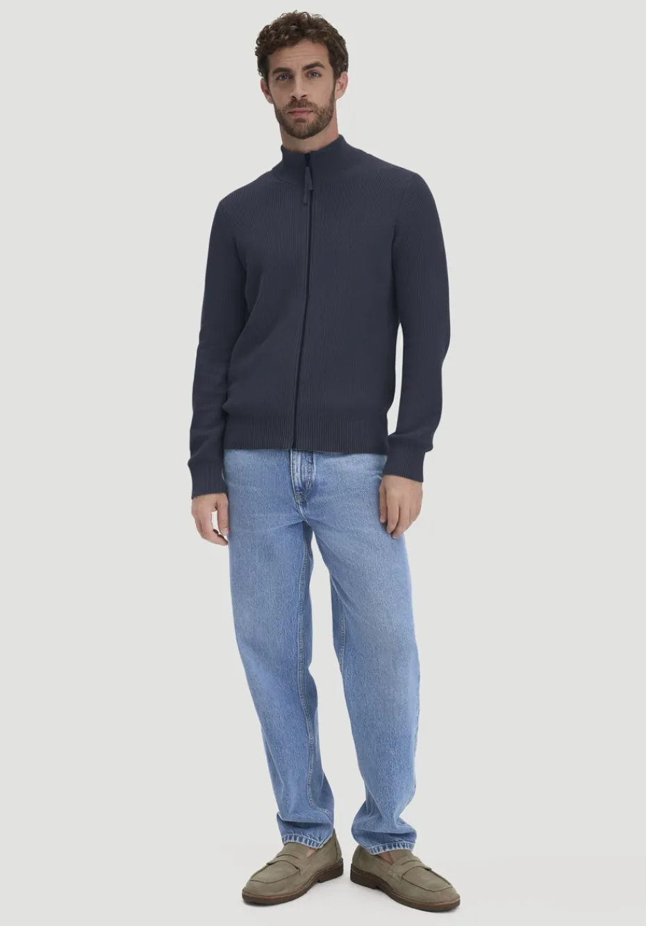 hessnatur Strick Jacke Regular aus reiner Bio-Baumwolle von marine