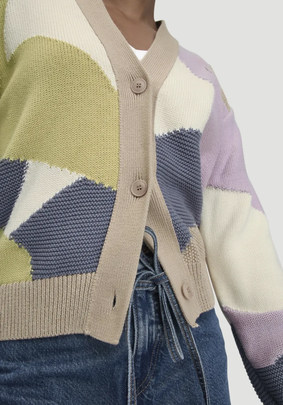 hessnatur Strick Jacke Relaxed aus reiner Bio-Baumwolle von taupe Clearance