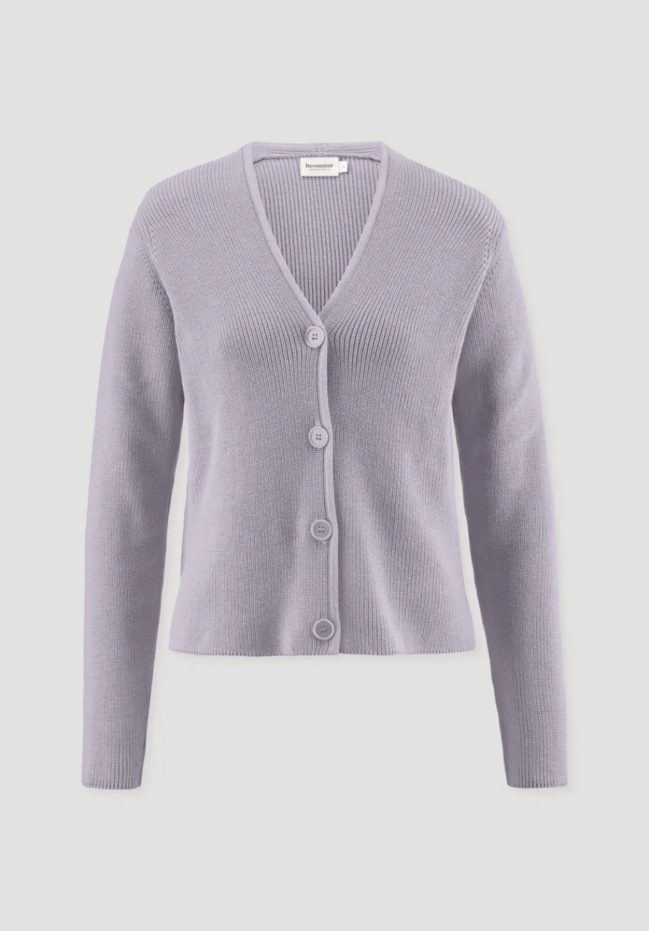 hessnatur Strick Jacke Relaxed aus reiner Bio-Baumwolle von pastell lavendel