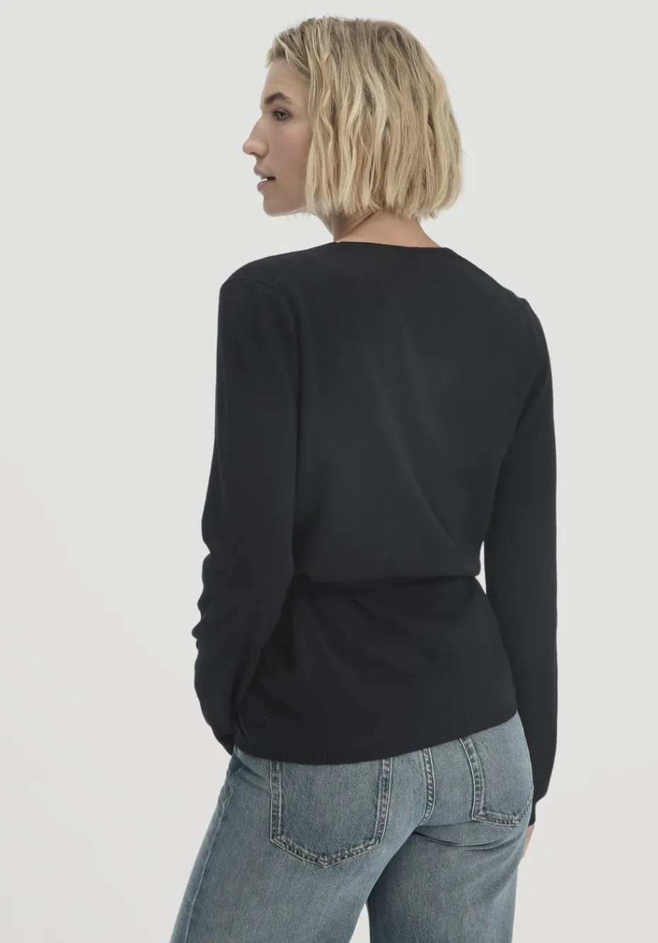 hessnatur Strick Jacke Relaxed aus Bio-Merinowolle mit Cashmere von schwarz Clearance