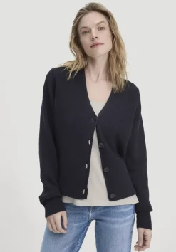 hessnatur Strick Jacke Relaxed aus reiner Bio-Baumwolle von marine