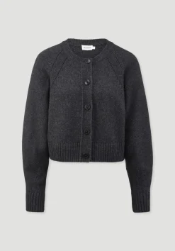 hessnatur Strick Jacke Relaxed Cropped aus Bio-Merinowolle mit Bio-Baumwolle von anthrazit Best
