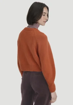 hessnatur Strick Jacke Relaxed Cropped aus Bio-Merinowolle mit Bio-Baumwolle von rotorange