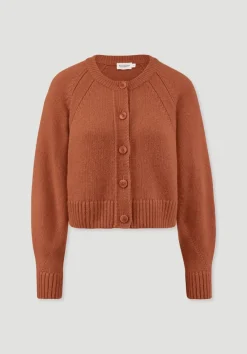 hessnatur Strick Jacke Relaxed Cropped aus Bio-Merinowolle mit Bio-Baumwolle von rotorange