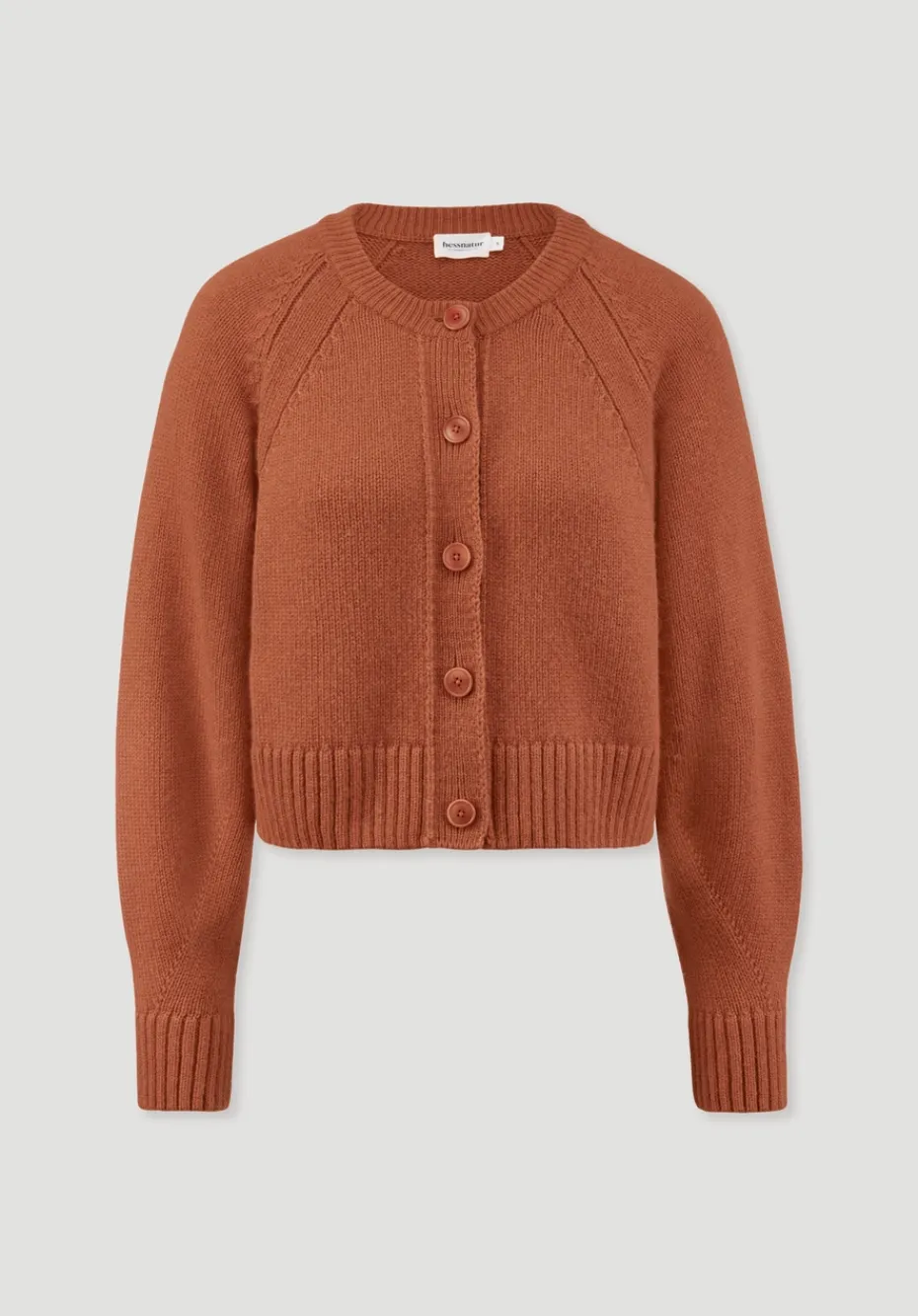 hessnatur Strick Jacke Relaxed Cropped aus Bio-Merinowolle mit Bio-Baumwolle von rotorange