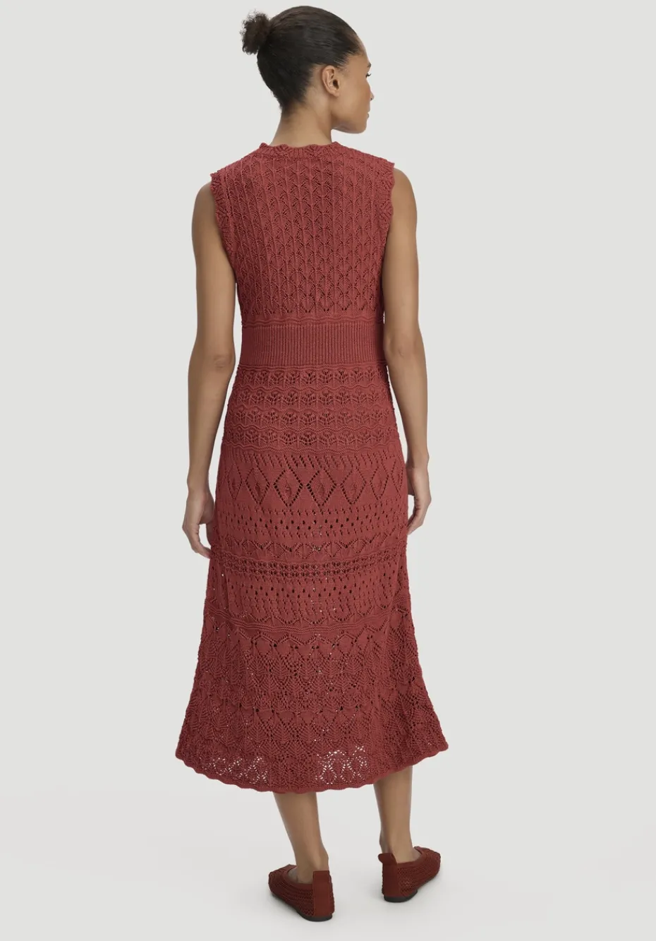 hessnatur Strick Kleid Midi aus reiner Bio-Baumwolle von terrakotta New