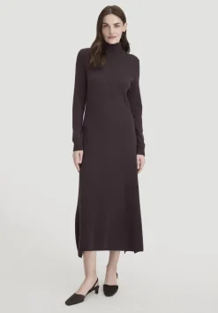 hessnatur Strick Kleid Regular aus Bio-Merinowolle mit Cashmere von schwarzbeere Clearance
