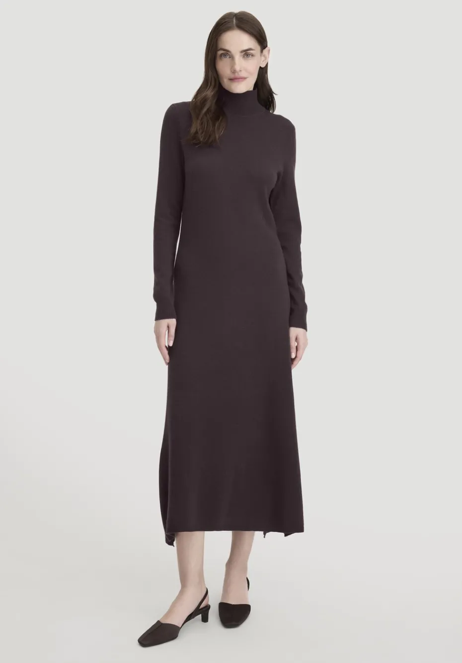 hessnatur Strick Kleid Regular aus Bio-Merinowolle mit Cashmere von schwarzbeere Clearance